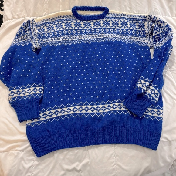 Vintage Fair Isle Sweater Hearts & Snowflakes Soft Grannycore Comfy XL Woman’s - Picture 1 of 12